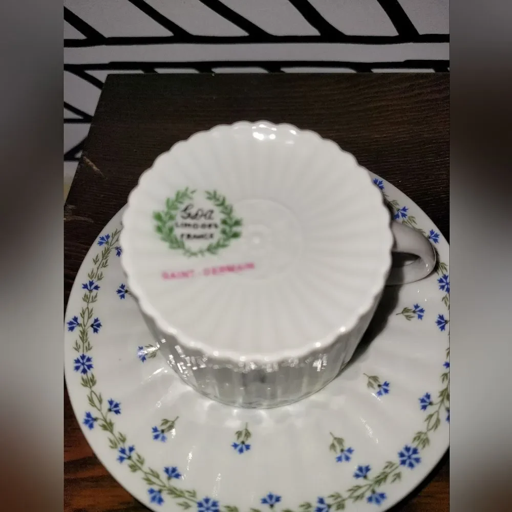 Cup Saucer SET of 3 Vintage GDA LIMOGES, France Bone China Dainty Fine